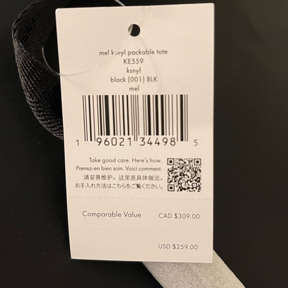 Kate Spade New York Mel Packable Nylon Tote with detachable wristlet - Black - Picture 7 of 7